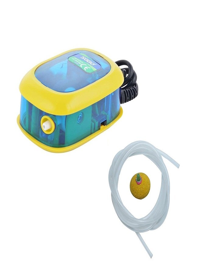 سوبو مضخة هواء لحوض السمك من نوع سوبو مع أنبوب هواء بطول 3 أمتار وحجر هواء واحد من شركة جاينسونز (SB-9903A) - Image 1